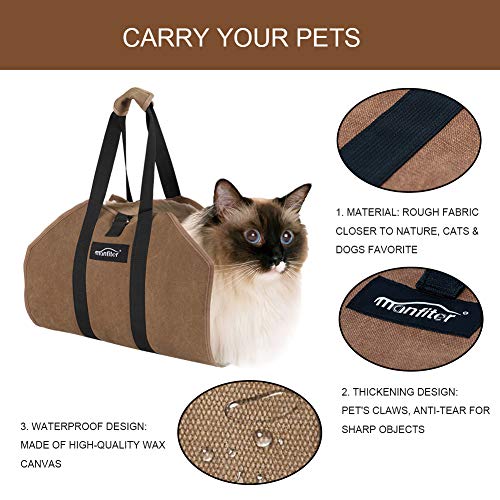 Manfiter Firewood Carrier Tote Bag, Waxed Canvas Log Carrier Large Sturdy Durable Fireplace Stove Accessories Firewood Bag with Padded Handles, Wood Carrier for Outdoor Camping and Indoor Fire Pit