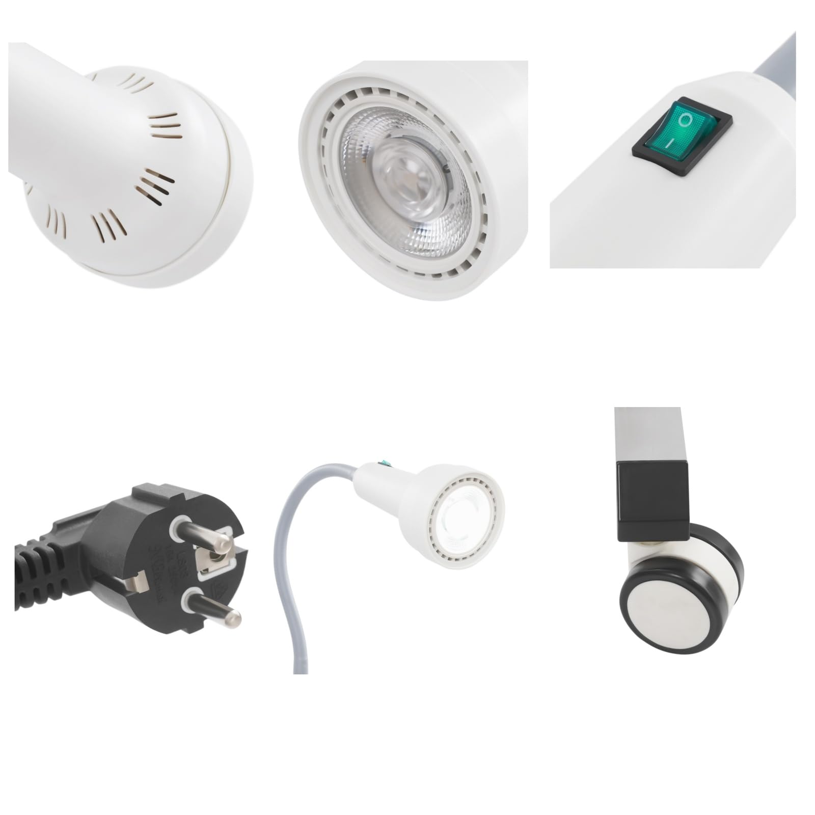 Lampe d'examen LED 30 W réglable en hauteur - Lampe d'examen médicale mobile - Lampe rotative à 360° - Pour gynécologie, ambulance, stomatologie, Hno