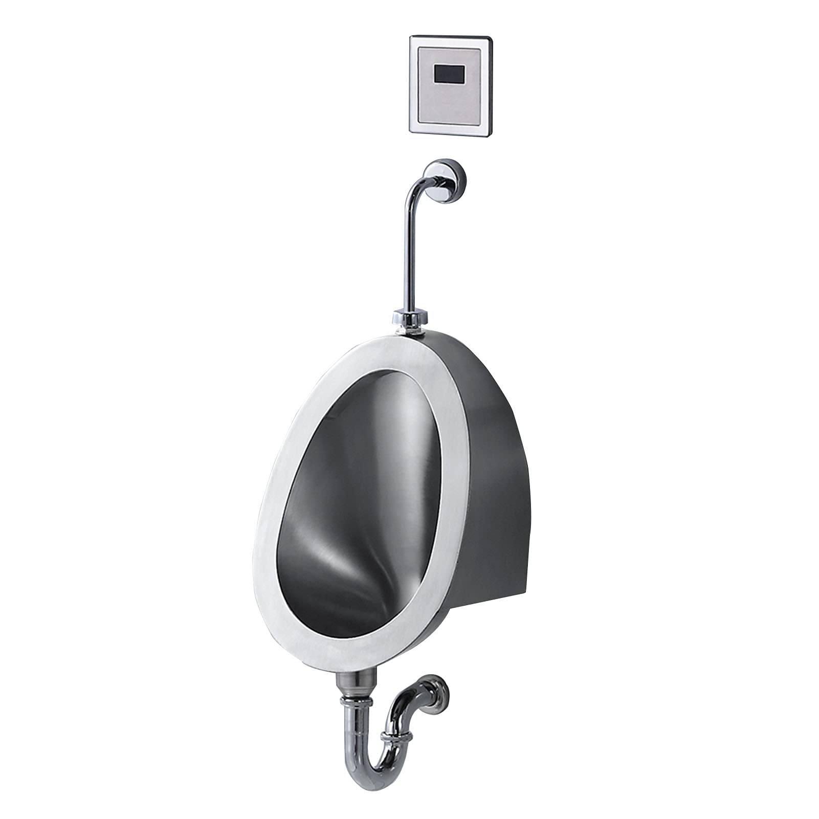 DFEDHF Stainless Steel Wall-Mounted Urinal Wall-Mounted Infrared Sensor Flushing Toilet Urinal Tank 304 Stainless Steel Deepened Urinal Suitable for Bathrooms Hotels Shopping Ma(Wall Drainage)