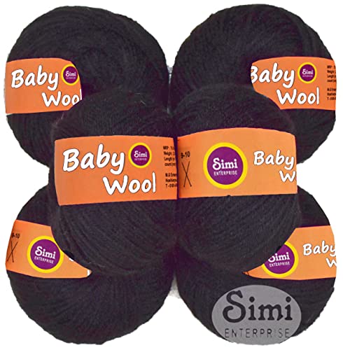 Image of 100% Acrylic Wool Black 8 Pc Baby Wool 4 ply Wool Ball Hand Knitting Wool /Art Craft Soft Fingering Crochet Hook Yarn-IArt-FF