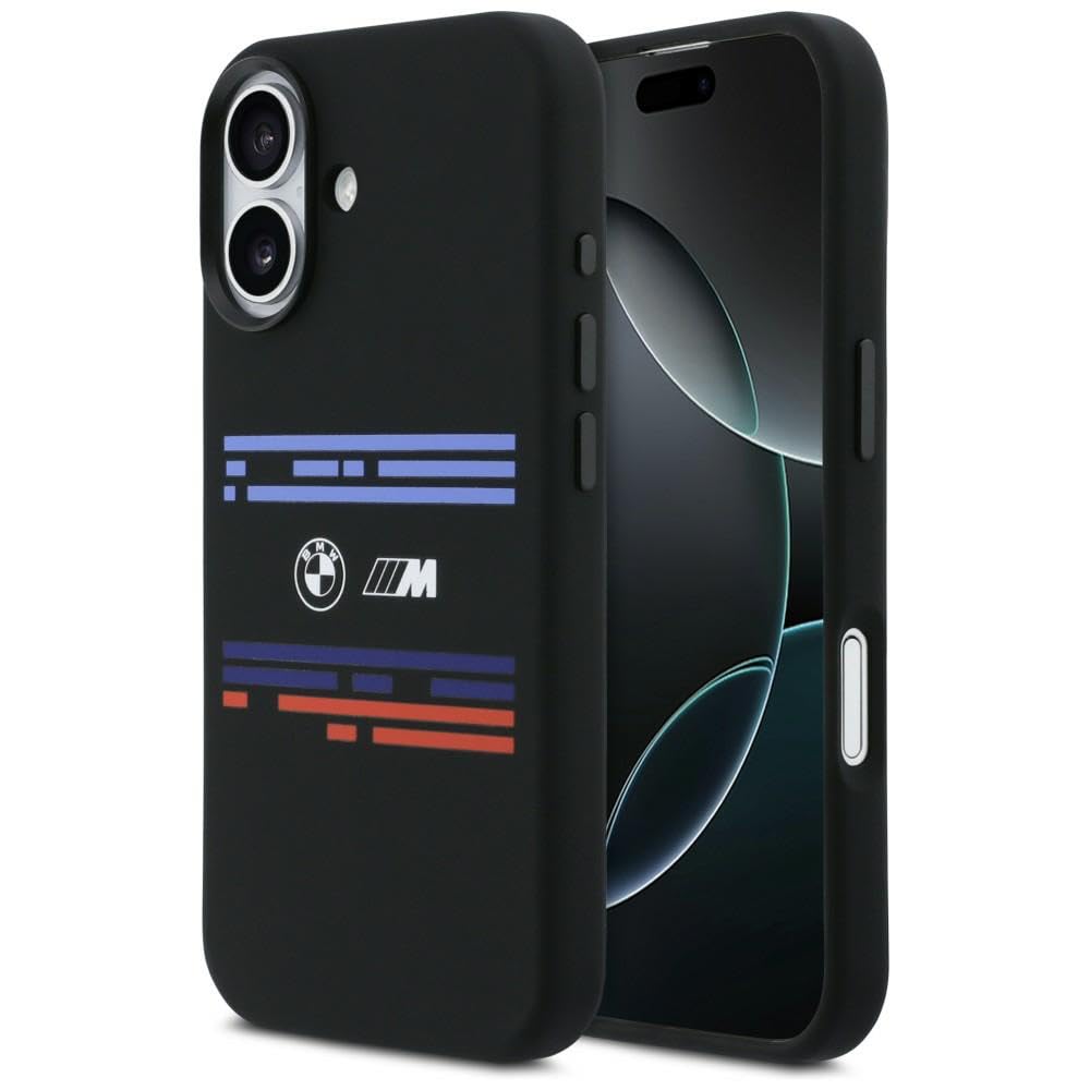 CG MOBILE BMW M - Tira horizontal de silicona compatible con funda MagSafe para iPhone 17 (negro)
