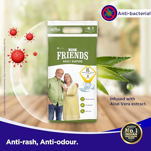 Image of Friends Easy Adult Diapers Tape Style - (Extra Large) with odour lock and Anti-Bacterial Absorbent Core- Waist Size 29.53-62.99 Inch ; 75-160 Cm