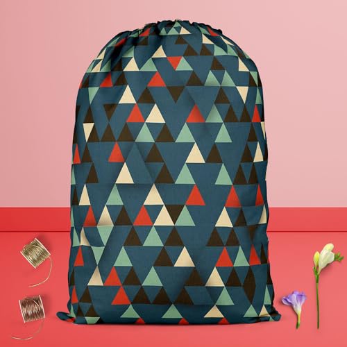 Image of ArtzFolio Dark Triangles D1 | Reusable Sack Bag | Bag for Gym, Storage, Vegetable & Travel