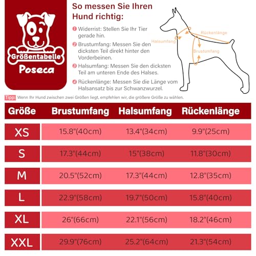 Poseca Hundemantel mit Geschirr Hundejacke mit Reißverschluss, wasserdichte Winterjacken für Kleine und Mittelgroße Hunde und Katzen
