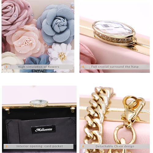 Pochette florale de mariage compacte : sac de soirée rose clair Small - 6