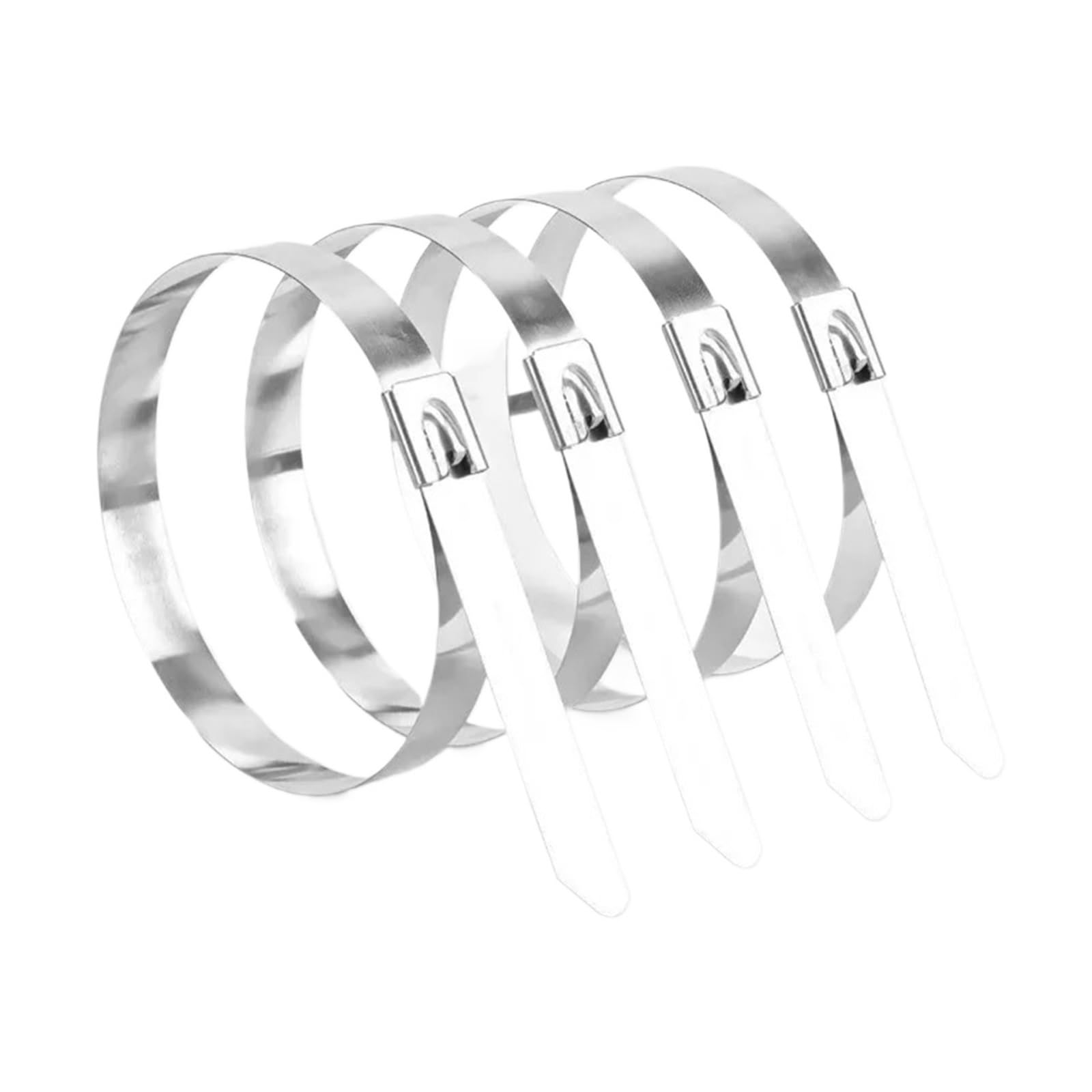 Erhtguo 4.6X200mm Stainless Steel Cable Ties Heavy Duty Self Locking Fastening Ring Multipurpose Reusable Tie Strap Exhaust Wrap Organizer(,60Pcs)
