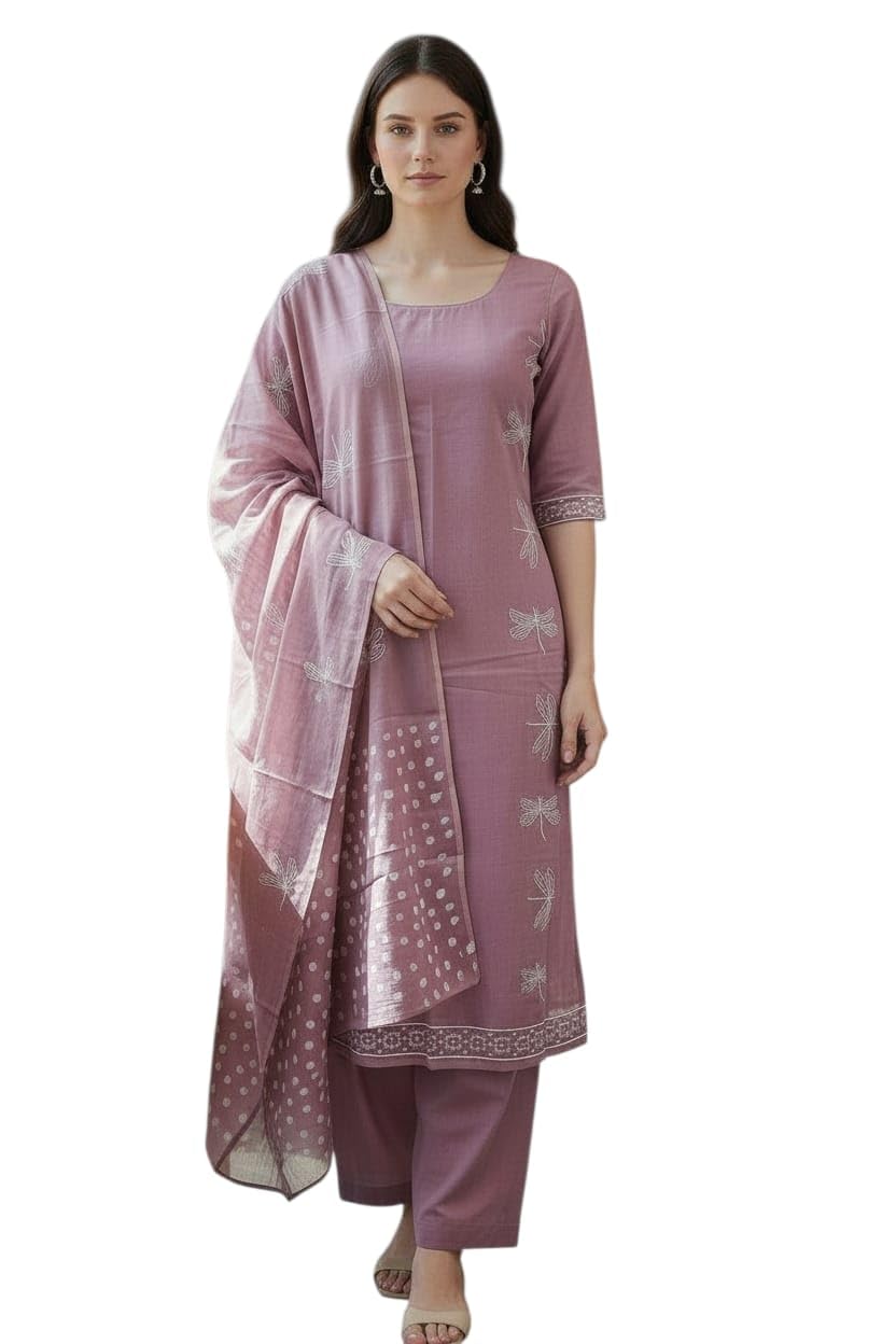 women unstitched hand block printed cotton suit set with mulmul dupatta(kurta 2.5 m,bottom 2.5 m and dupatta 2.5 m)-image-16