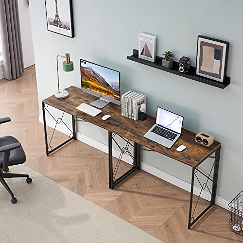 Vecelo Folding Computer Desk 39.4'', Simple Laptop Table Home Office Workstation For Reading Writing, No Assembly Needed, Small Space, Antique Brown #TOP5