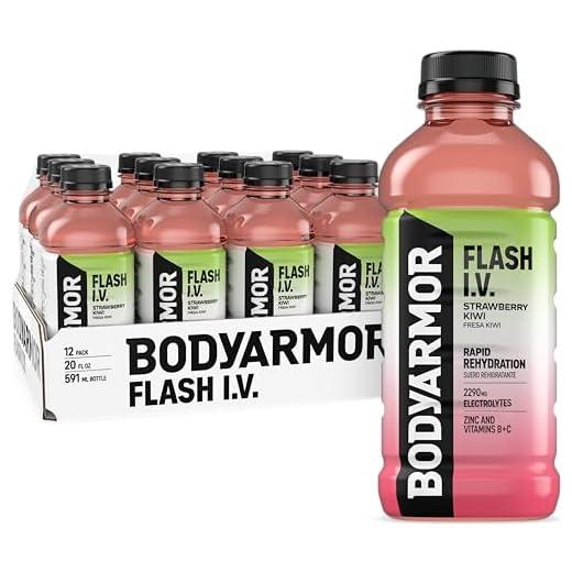 BODYARMOR Flash I.V. Rapid Rehydration Electrolyte Beverage, Strawberry Kiwi, 20 Fl Oz (Pack of 12)