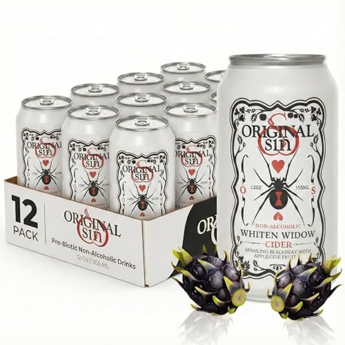 Original Sin Non Alcoholic Cider - White Widow | Sparkling Apple Cider Vinegar Drink with 25% Fruit Juice | Sugar Free Non Alcoholic Drinks- Blackberry Flavour