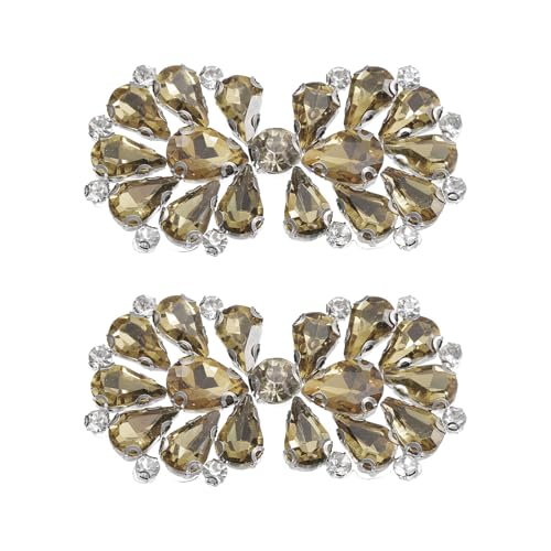 QUARKZMAN 2 Piezas Aplicación Cristales Rhinestone, Parche Planchar Con Rhinestones, Aplicación Costura Con Cristales Hot Fix Para Faja Nupcial Vestido Novia Zapatos Bolsos, Marrón Claro