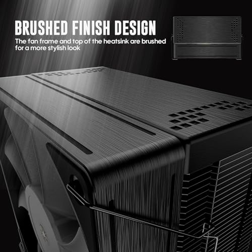 Image of Vetroo V5E CPU Air Cooler with Brushed Finish Design & 5 Heat Pipes, 120mm FDB & PWM Fan, ARGB LED Lighting Sync Cooling for Intel LGA 1851 /1700 /1200 /115X AMD AM5 /AM4 - Black