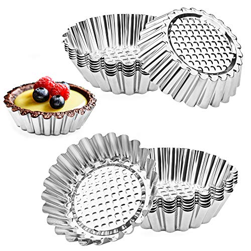 Amytalk 20 Packs Cupcake Mold 38inch Stainless Steel Mini Pie Tartlet Cupcake Cake Muffin Mold Tin Pan Baking Tool