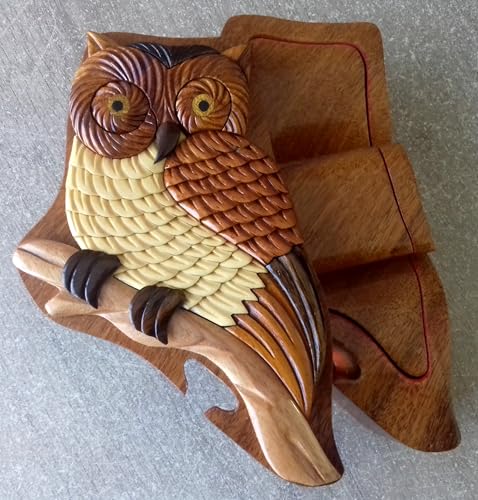 Boîte secrète en bois chouette pour cacher vos objets de valeur
