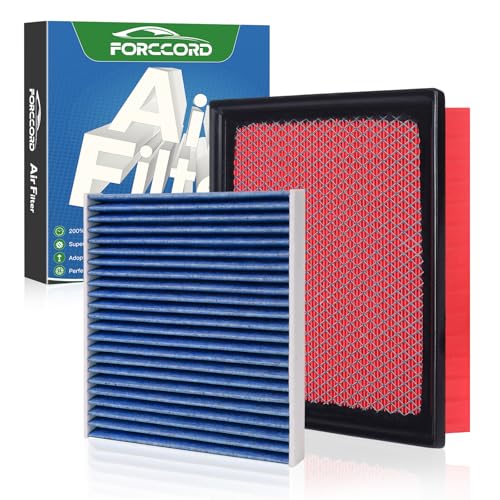 Forccord Cabin & Engine Air Filter Kit Fit for Dodge Durango 2011-2026 Jeep Grand Cherokee 2011-2022 Grand Cherokee WK 2022 Activated Carbon Cabin Filter Replacement CF11183 CA10755 Car Accessories