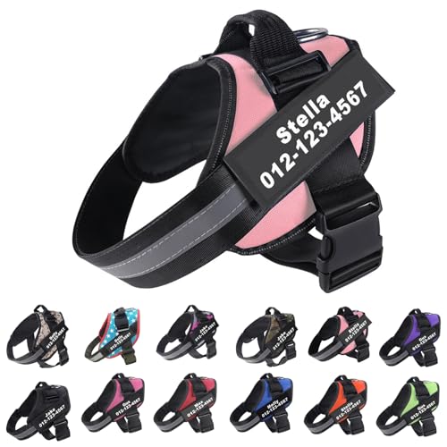 Pettorina per cani antitiro, personalizzabile con nome e numero di telefono, gilet riflettente regolabile per evitare strattoni e soffocamento, per addestramento a passeggio cani di taglia piccola