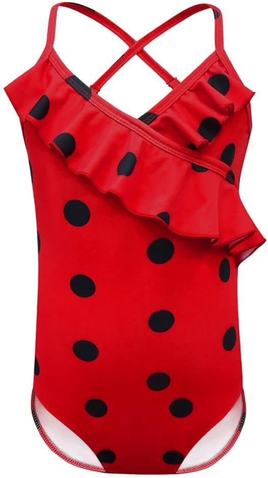 Lito Angels Girls Ladybug Polka Dots Swimsuit Bathing Suit Swimwear Swimsuit One Piece