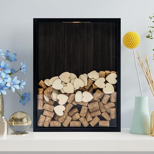 Image of GraduationMall 12x16 Top Loading Shadow Box Frame with HD Glass,Wood Display Case with Slot,1.25 inches Interior Depth,Ideal for Wine Bottle Caps,Tickets,Shells,Stamps and More,White