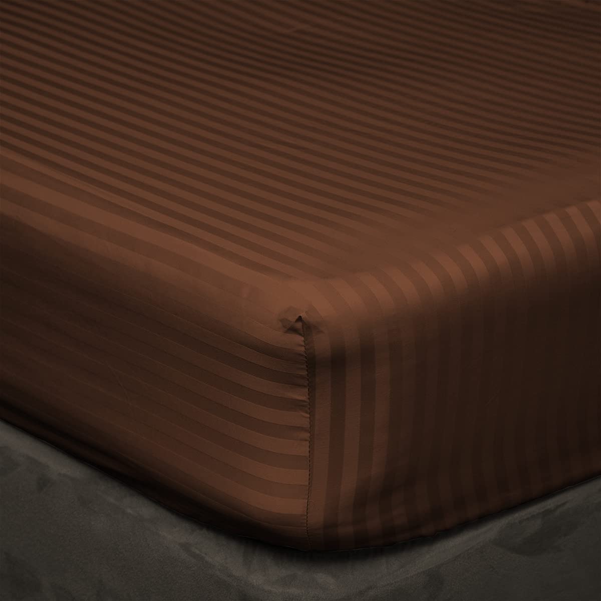 Custom Silk - 3 PC Bed Sheets - 1 Elastic Fitted Sheet and 2 Pillow Cover, 100% Cotton - 400 Thread Count, 8 Inch Extra Deep Pocket on Fitted Sheet, Chocolate Stripe- King Size (B09B7K75V1) Amazon Price History, Amazon Price Tracker