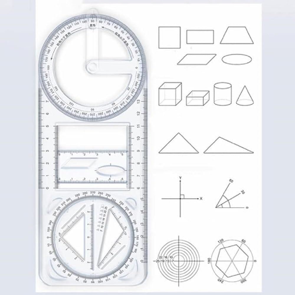 KidsZeeNie® Multifunctional Transparent Geometric Ruler Drawing Template for Woodworking Style A | Measuring Tapes & Layout Tools for Artists Sewing Painting Elementary School (B0DG56YLBW) Amazon Price History, Amazon Price Tracker