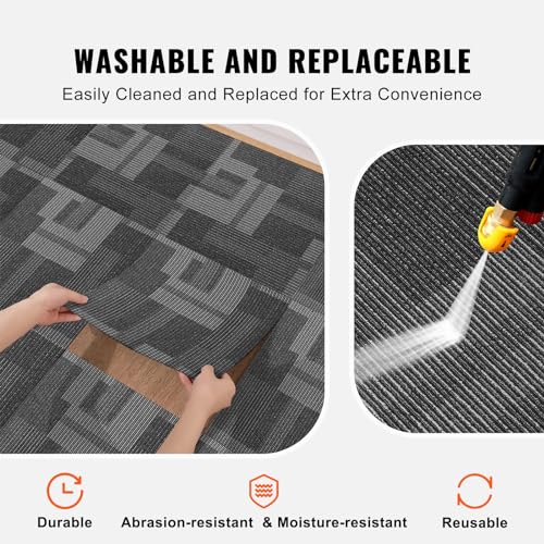Image of VEVOR Carpet Tiles Reusable, 24 PCS, 24 inchx 24 inch, Squares Soft Padded Carpet, Carpet Floor Tiles Easy DIY for Bedroom Living Room Indoor Outdoor (Mixed Gray, 96 sqft /Box) | Floor Tiles, Easy DIY for Bedroom, Living Room, Indoor Outdoor, Exquisite Modularity, with Stickers (Mixed Gray, 96 sqft /Box)