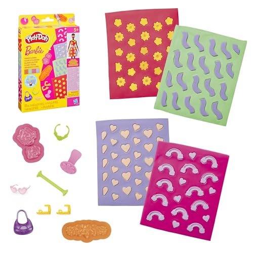 Play-Doh Barbie Flowers and Florals Accessory Pack, 4 Refill Pattern Sheets of Modeling Compound, 8 Fashion Accessories, Kids Arts and Crafts, Kids, 5+