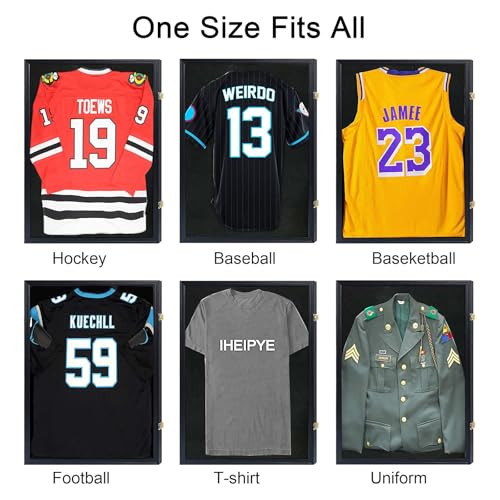 Image of IHEIPYE Jersey Frame Display Case 4 Pack - Large Sport Jersey Shadow Box with UV Protection Acrylic for Baseball, Basketball, Football, Soccer, Hockey, Shirt and Uniform