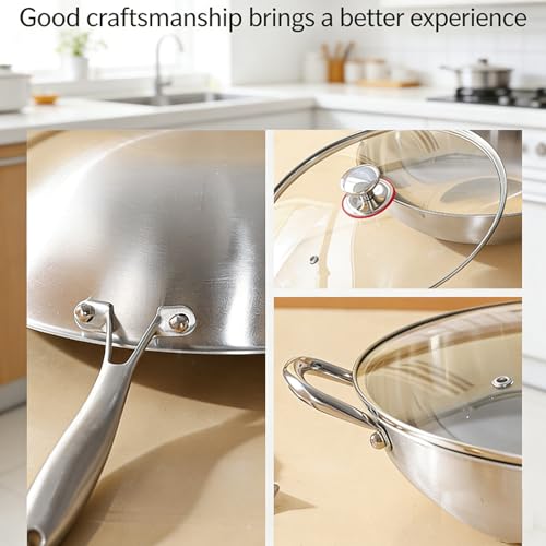 Wok de acero inoxidable 316, antiadherente, 13.4 in miniatura 7