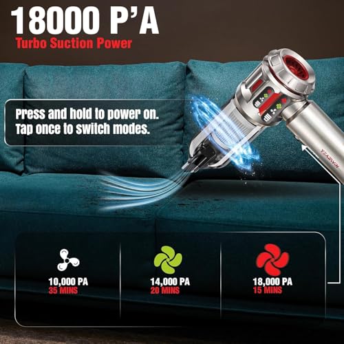 Image of Cordless Vacuum Cleaner for Car, Home, Office | 4 in 1 Vacuum | 18000Pa Suction, BLDC Motor | 6000mAh Rechargeable | Vacuum, Blower | 3 Modes | 10 Attachments with Bag | 2 Year Warranty