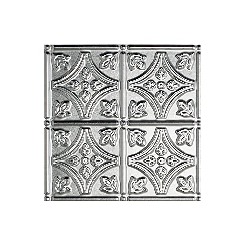 FASÄDE Traditional Style/Pattern 1 Decorative Vinyl Glue Up Ceiling Panel in Brushed Aluminum (12X12 Inch Sample)