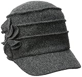 San Diego Hat Company Women's Wool Cadet with Right Side Flower, Charcoal, One Size