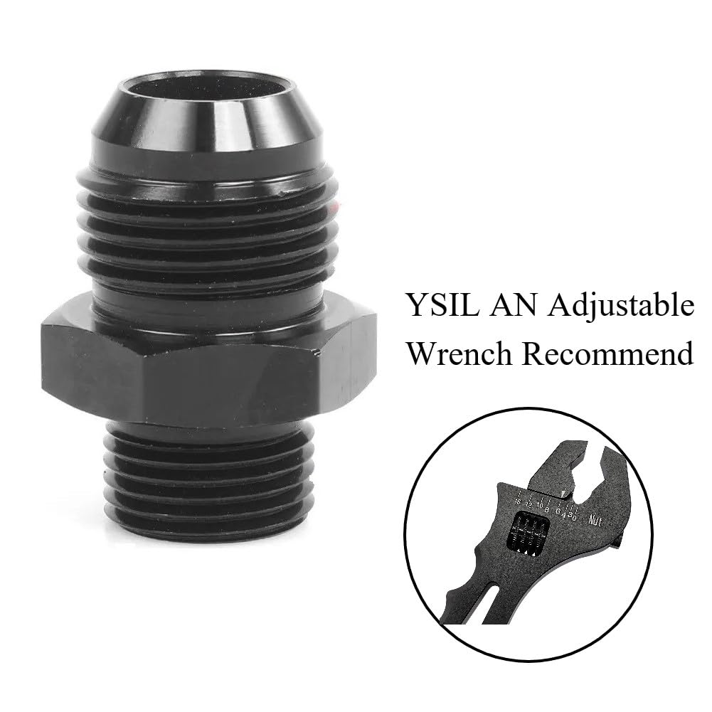 YSIL Adaptador de manguera de combustible métrico macho 6AN a M16 x 1,5 mm, aleación de aluminio, superficie anodizada negra, 2 unidades