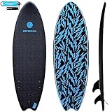 Waterkids 5'6 Reef Kids Surfboard & Leash, Perfect for Learning How to Surf, Made for Kids, Classic Fish Shape Beginner Surfboard, Soft Top Surfboard with Foam Core, Easy to Catch Waves & Progress