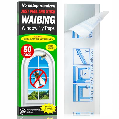 50 trampas para moscas de ventana, papel transparente no tóxico para interiores para el hogar. Trampas adhesivas para ventanas sin ensuciar moscas para interiores