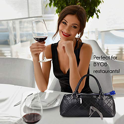 Primeware Wine Clutch Bag (Thermal Insulated) Trendy Women’s Carry Tote | Holds Red & White 750mL Bottles | Trendy Fashion | Incl. Portable Waiter-Style Corkscrew