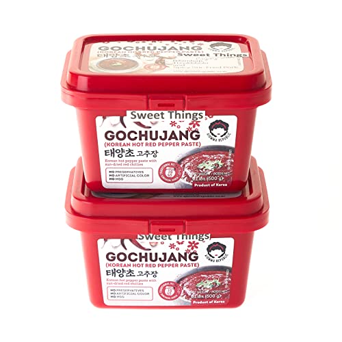 Gochujang Korean Hot Pepper Paste with Sun-Dried Red Chillies 2 Pack Bundle No preservatives No MSG No Colours - Sweet Things UK TM