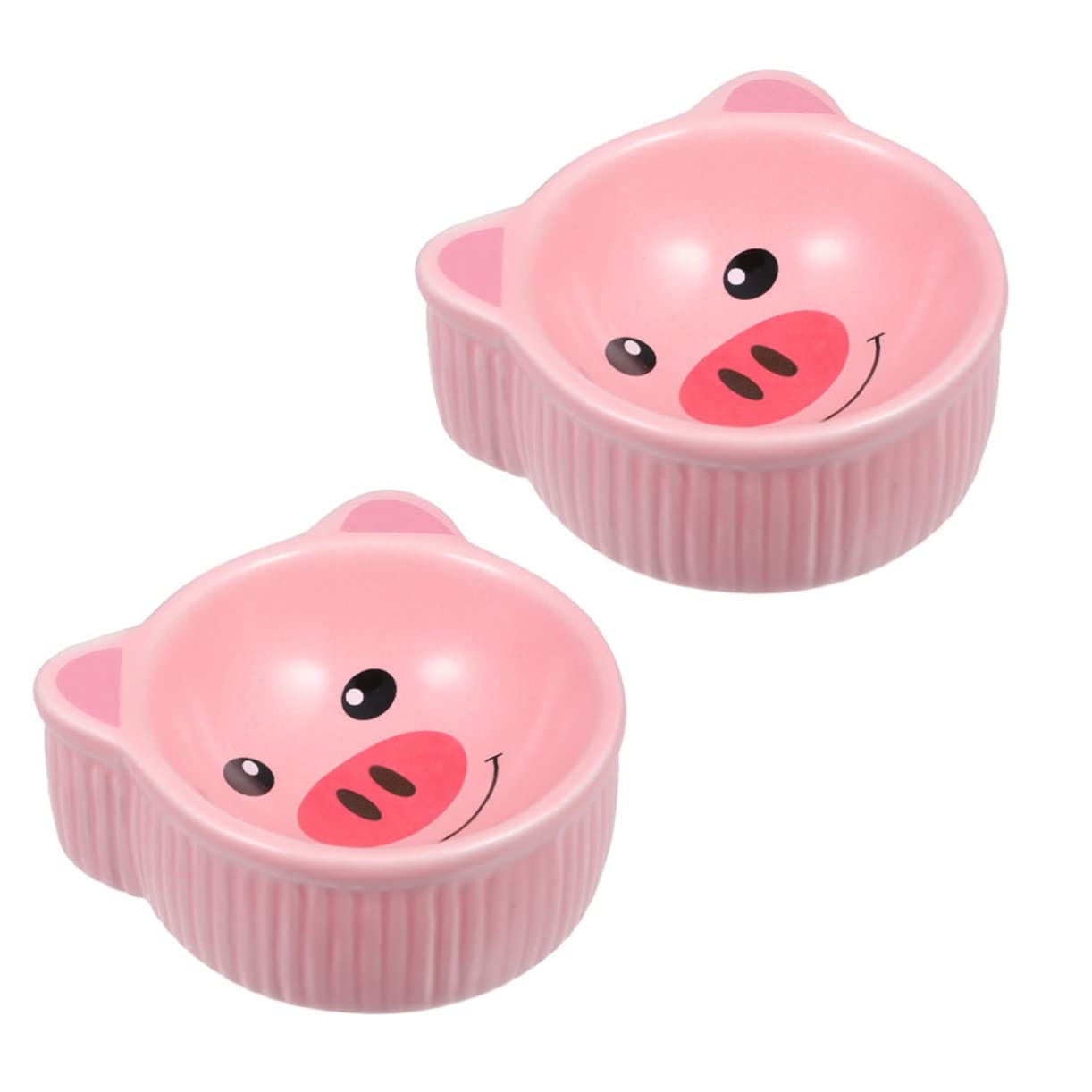 CORHAD 2Pcs Ceramic Pet Bowls Adorable Cartoon Design Easy to Clean Household Feeder for Animals for Hamsters and Guinea Pigs Compact for Space Saving Use