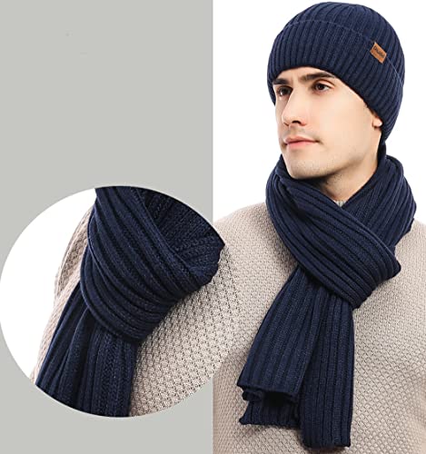 Conjunto masculino de cachecol e luvas de malha 3 em 1 cachecol térmico de inverno forrado com lã go