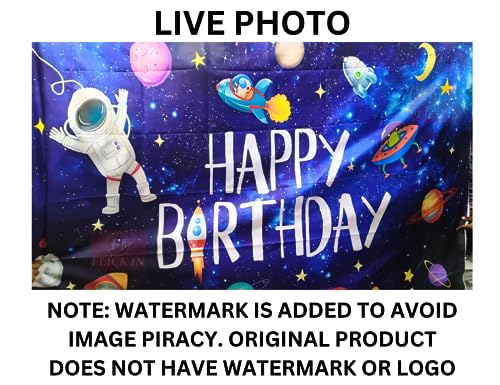 Image of 1 pc Space Theme Backdrop Cloth (6.5ft X 5ft) Space Theme Birthday Decorations Galaxy Solar System Planet Outerspace Astronaut Backdrop Curtain for Birthday (Pack of 1, Multicolor)