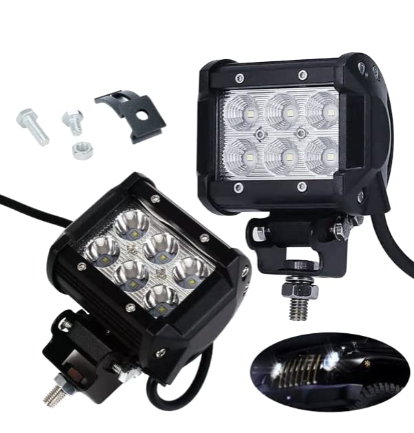 2Pcs 4 Inch 18W Led Work Light Bar Flood Beam 12V 24V Led Pods 1800lm Offroad Driving Lights Fog Work Lamps for Tractor Truck Car 4X4 ATV UTV SUV