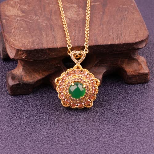 Dainty Good Luck Necklace Luxury Green Jade Amulet Protection Pendant with 18K Gold Plated Chain Fidget Necklaces for Anxiety Jewelry2