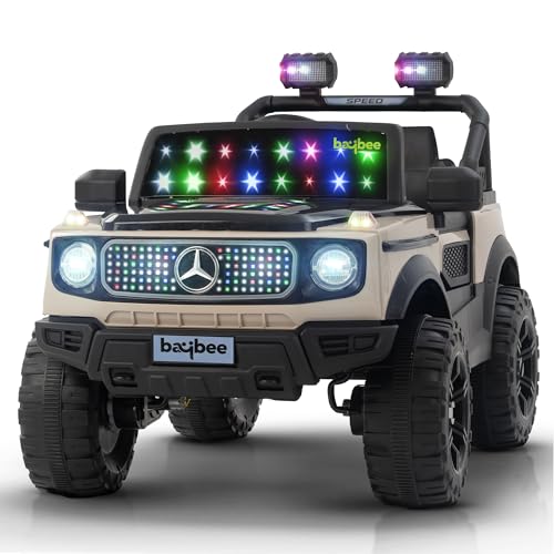 Image of Baybee Benzie 4x4 Battery Operated Jeep for Kids, Ride on Toy Kid Car with RGB Windshield Light & Music | Baby Big Battery Cars | Electric Jeep Car for Kids to Drive 2 to 6 Years (Desert)