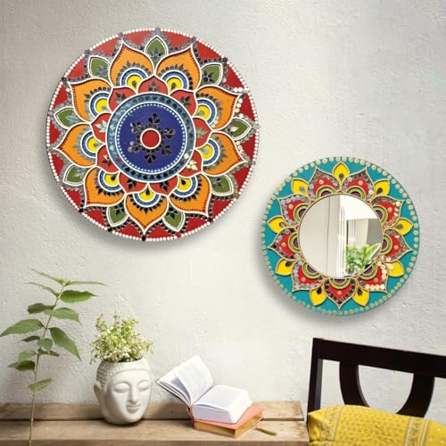 Image of iCraft Mindful Mandala Art Kit for Adults & Teens - 6 DIY Projects, 12 inch Canvas, Mirror, Coasters & More - Therapeutic Craft Gift, Multicolor