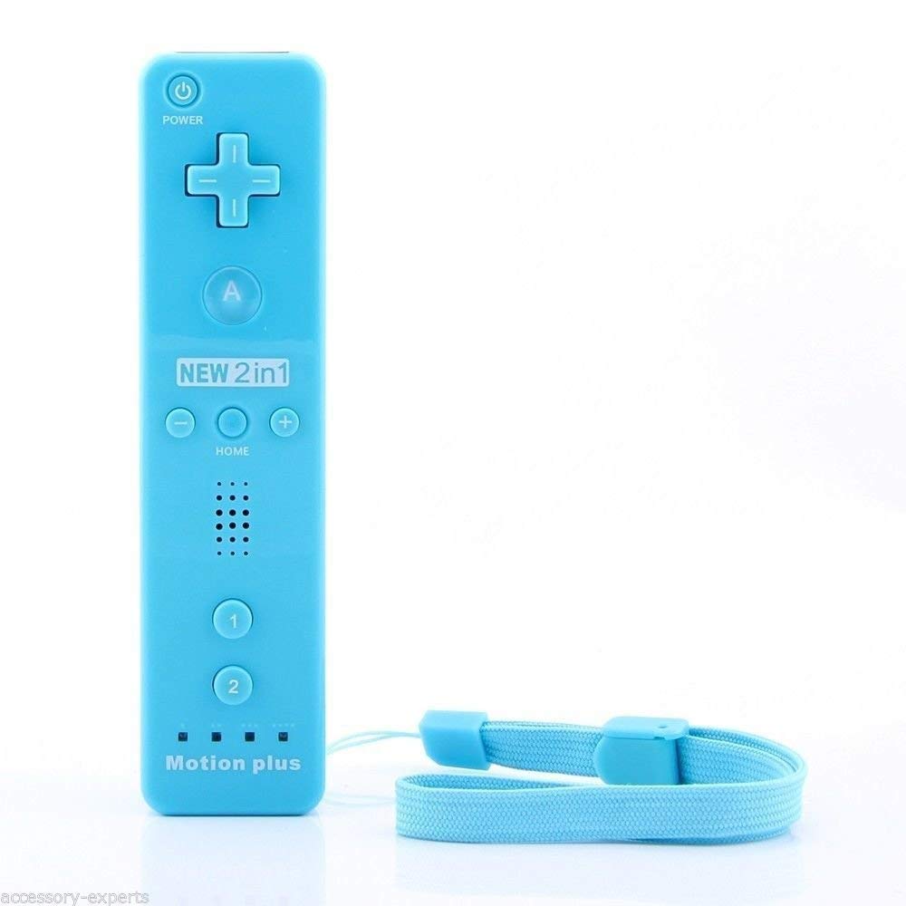 Manette de Jeu Motion Plus pour Wii et Wii U, Accélérateur de Jeu Télécommandé Elégant pour Nintendo Wii et Wii U avec Housse de Protection (Bleu Clair)