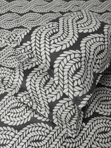 Image of ROSARAHOME 180 TC Microfiber Flat Queen Size Double Bed Bedsheet with 2 Pillow Cover| Bedsheet:240cmx225cm Pillow Covers:45cmx70cm,Floral Grey