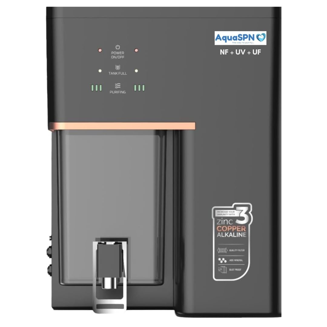 Aquaspn NF 10L Storage NF60+UV + Copper Water Purifier| Ideal For TDS Range 200 to 500 ppm|Retains Minerals Unlike RO| Free Pre-Filter Along With The Product| Best NF UV Water Purifier For Home,Black-image-27