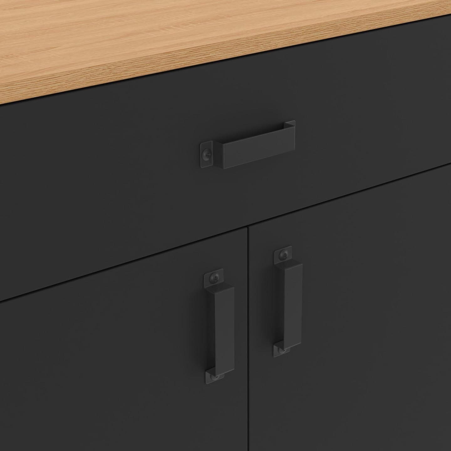 IDMarket - Aparador Washington XXL de 180 cm con 4 puertas y 1 cajón, madera y negro