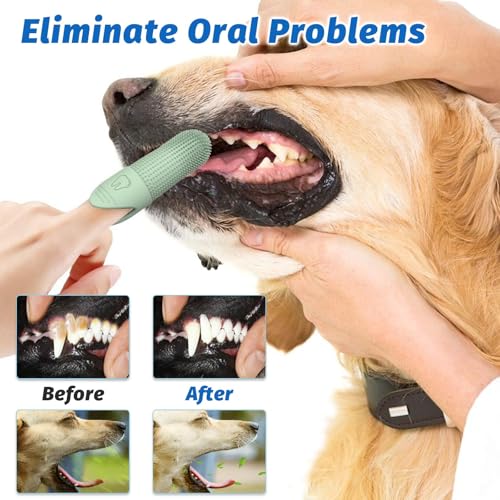 Soodyoow Hundezahnbürste, 10 Stück Zahnbürste für Hunde, 2 Stück Dreifach Köpfe Hundezahnbürsten, 4 Fingerzahnbürste, 4 Doppelköpfige Dog Toothbrush, 360º Pets Zähne Reinigung Zahnbürste