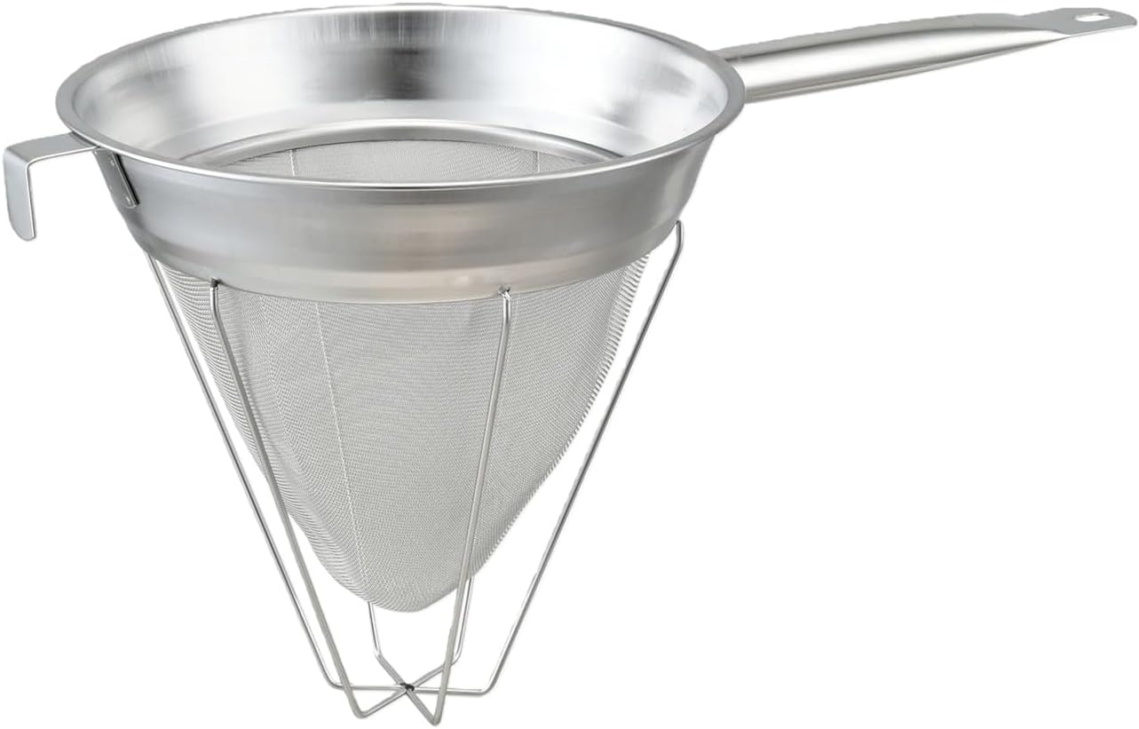 Fine Mesh Conical Strainer, 304 Stainless Steel Multi-purpose Bouillon Filter with Handle for Coffee Grounds Tea Leaves Soup Stock, Dishwasher Safe Kitchen Tool