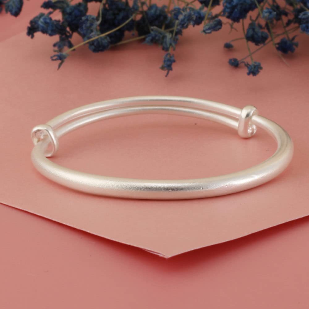 Armband Damen Silber,S999 Silber Freundschaftsarmbänder Minimalist Matte Solid Cuff Armreif Einstellbar Klassischer Schmuck Geschenk Für Frauen Mama Freundin